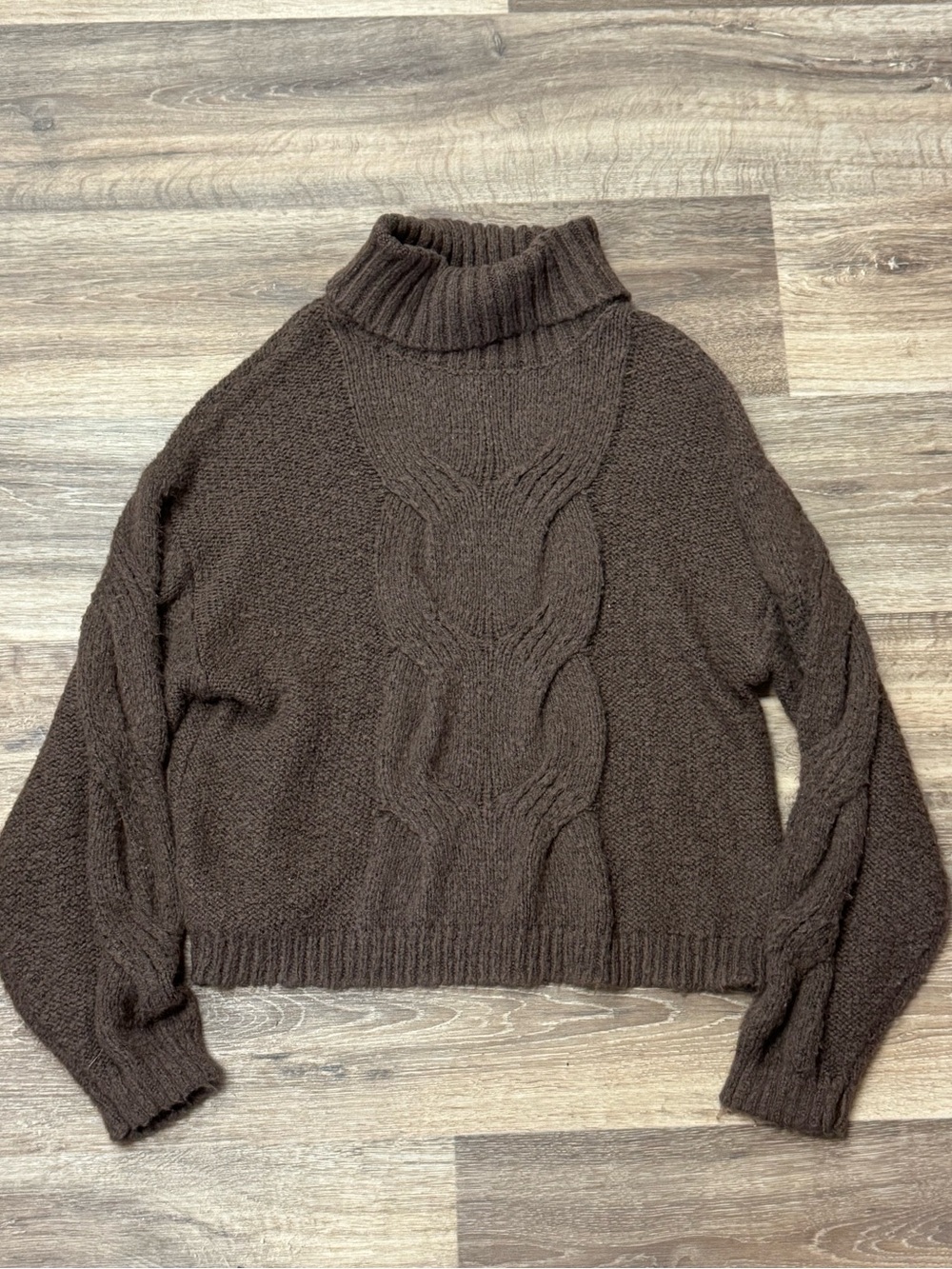And Now This Brown Cable Knit Mock Neck Sweater Women’s Medium
